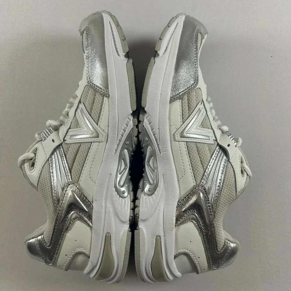 Vionic 23WALK 2.0 Shoes Womens 8.5 Wide White‎ Silver Leather Walking Sneakers